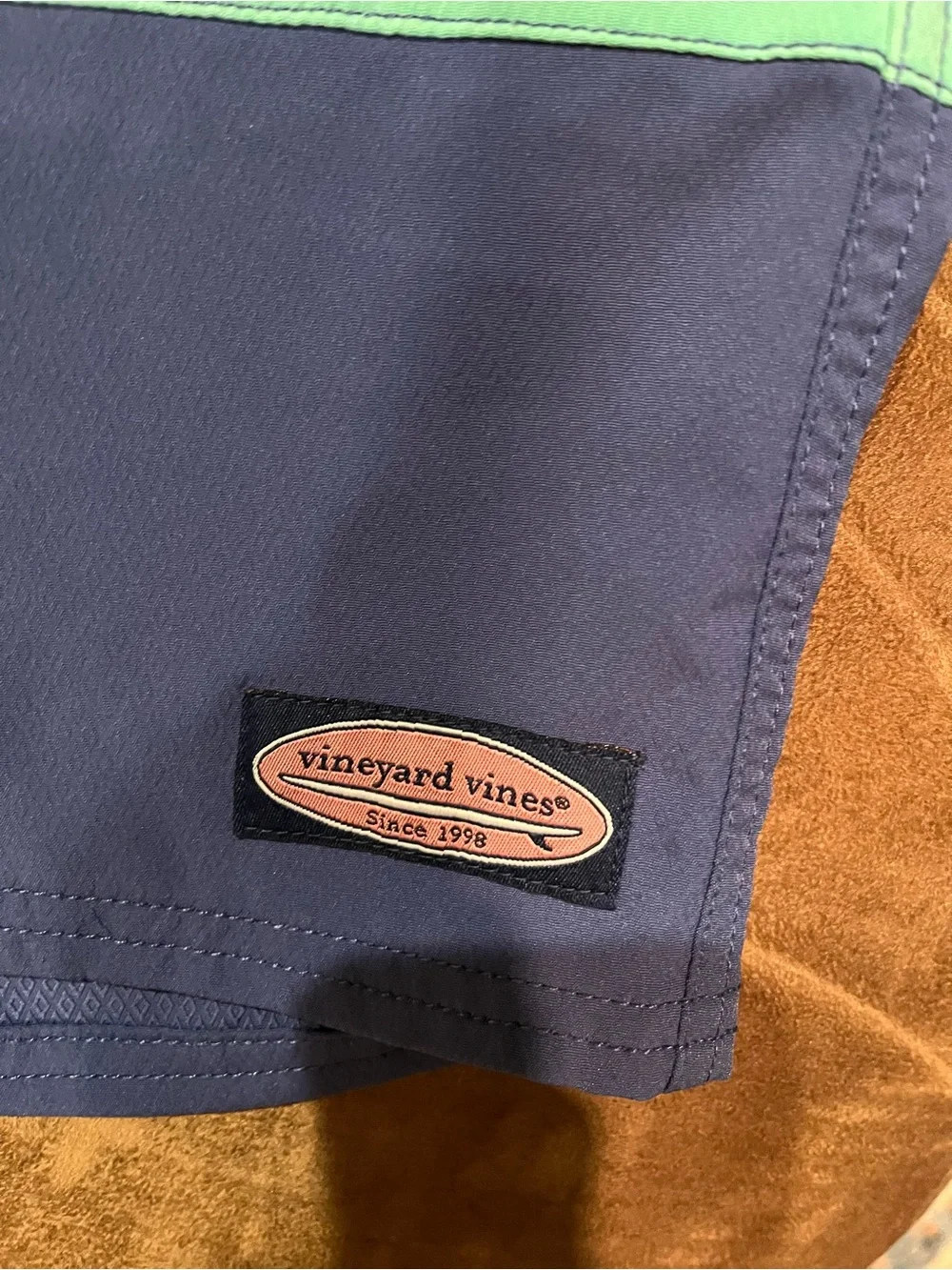 Vineyard Vines Men's Colorblock Board Shorts- Navy, Coral & Mint